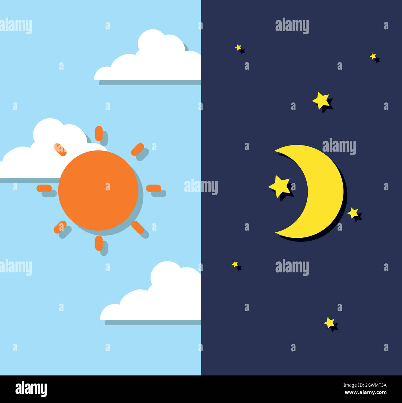 Day and night sky Stock Vector
