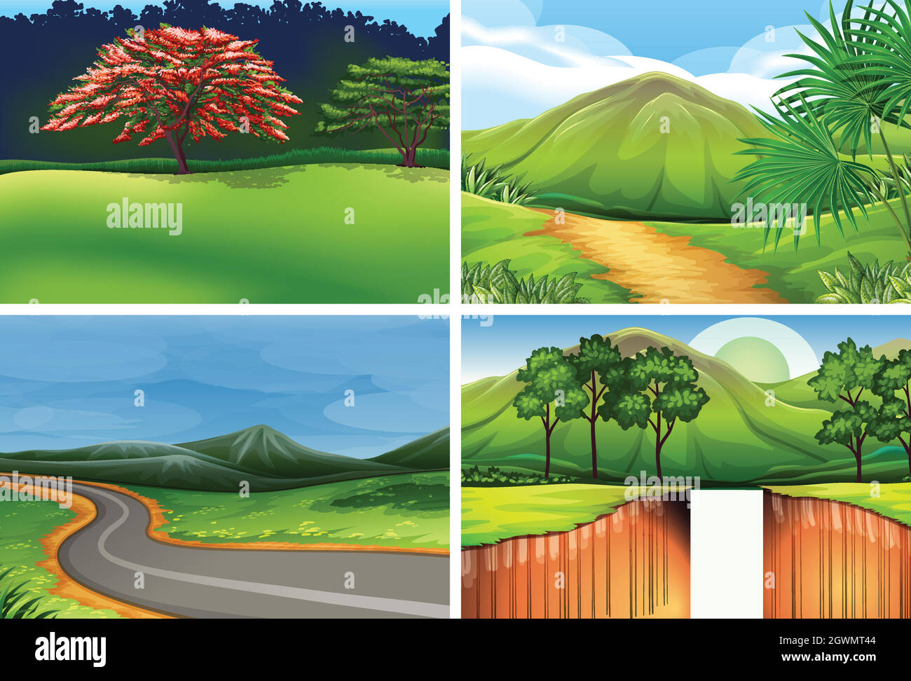Set of nature landscape Stock Vector Image & Art - Alamy