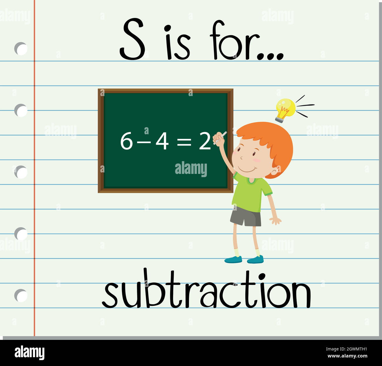 Flashcard letter S is for subtraction Stock Vector