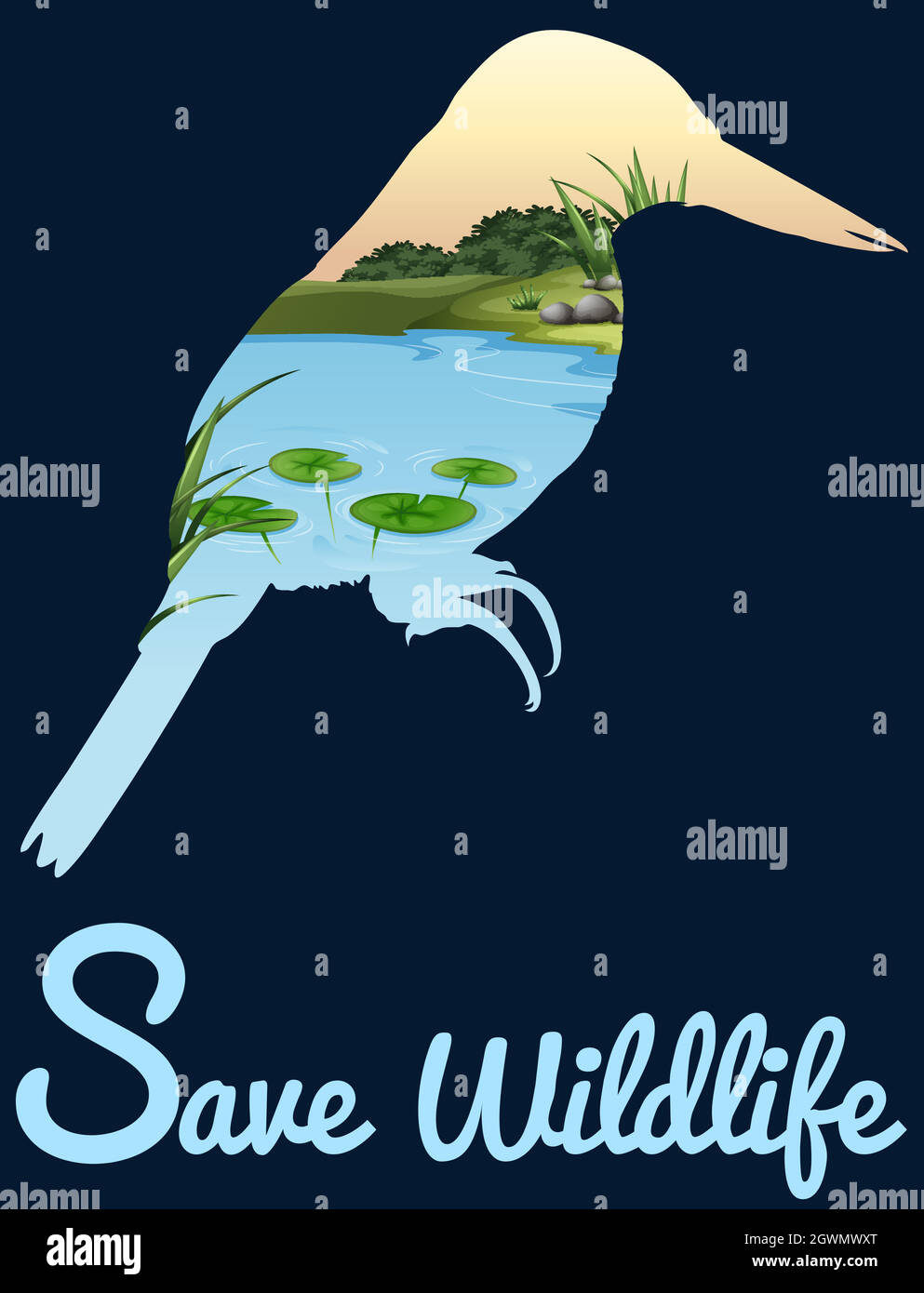 Save wildlife design with wild bird Stock Vector