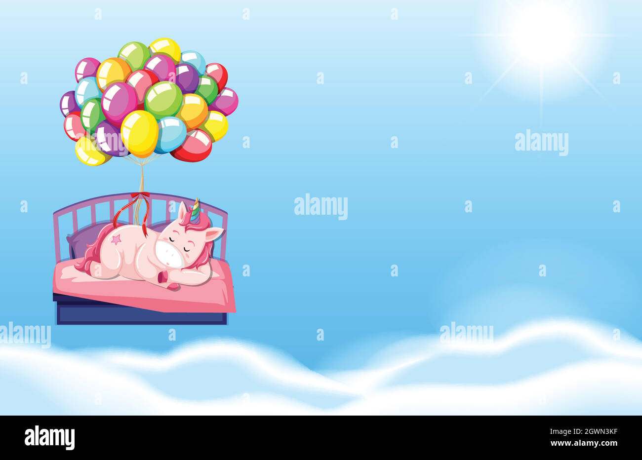 Unicorn sleeping in bed sky background Stock Vector Image & Art - Alamy