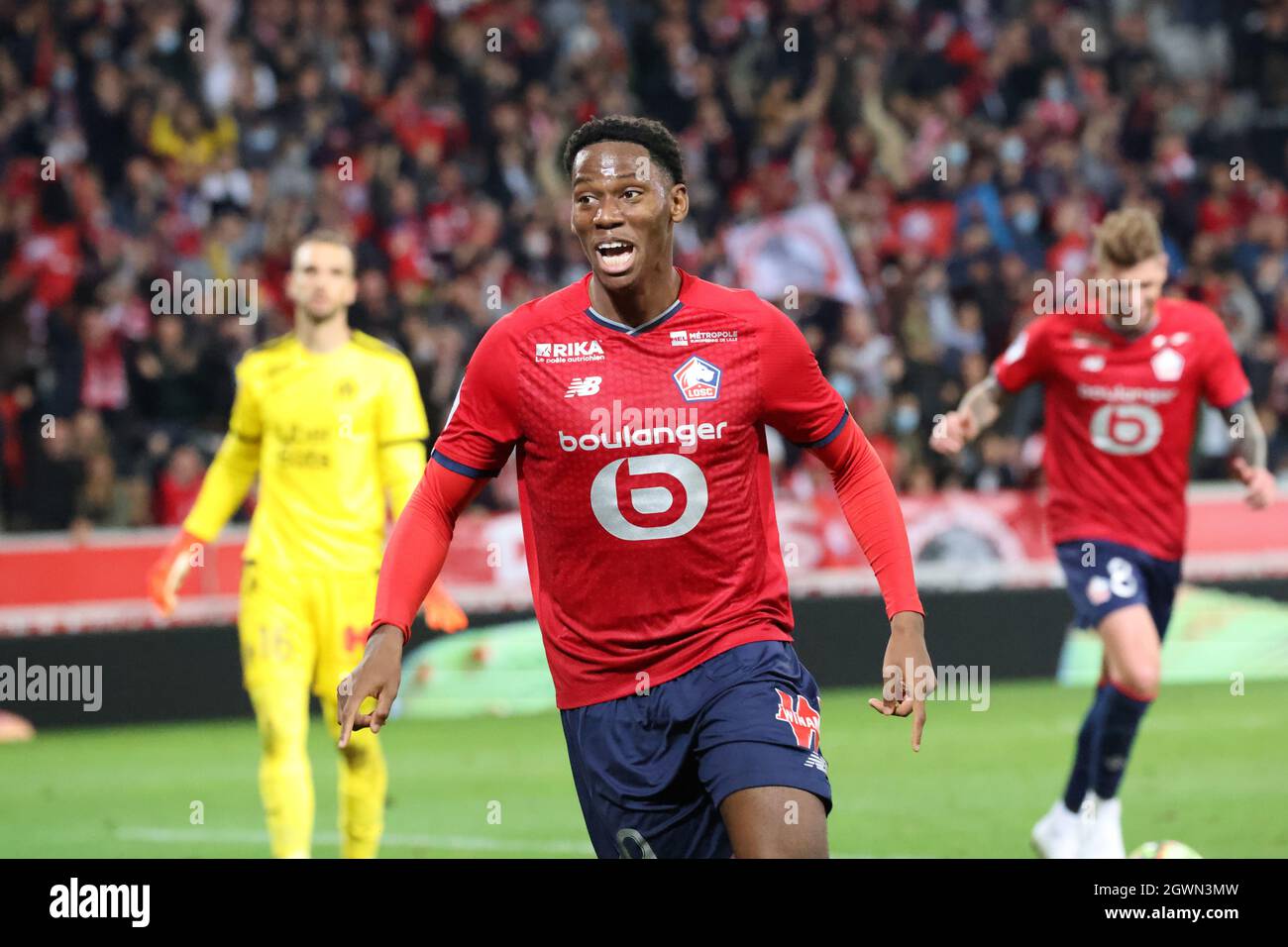 Jonathan DAVID 9 LOSC during the French championship Ligue 1 football match  between LOSC Lille and Olympique de Marseille on October 3, 2021 at Pierre  Mauroy stadium in Villeneuve-d'Ascq near Lille, France -