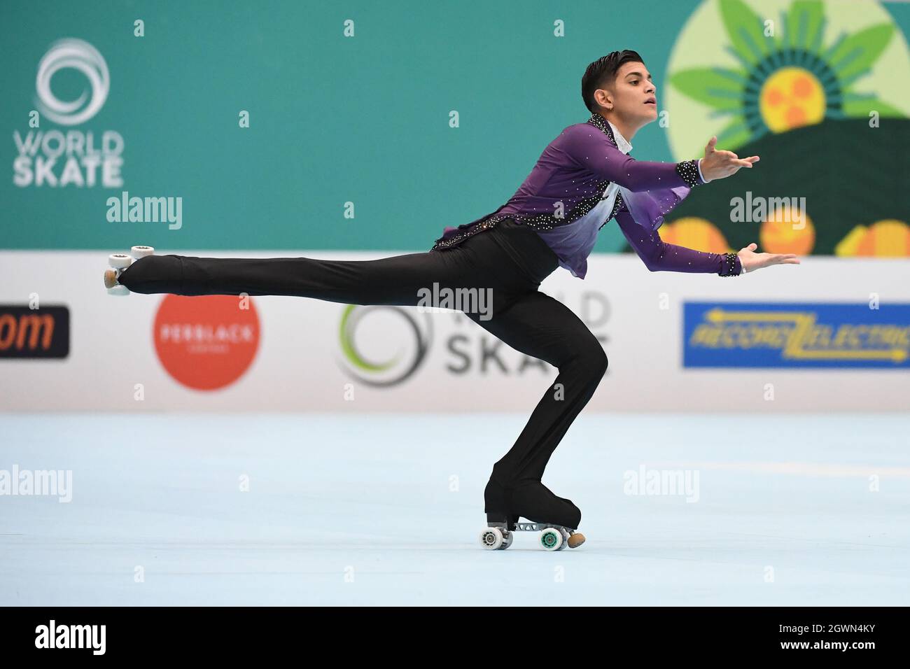 JUAN JOSE PINO BENITEZ, Colombia, performing in Junior Solo Dance - Style Dance at Artistic Skating World Championships 2021 at Polideportivo SND Arena, on October 01, 2021 in Asuncin, Paraguay. Credit: Raniero Corbelletti/AFLO/Alamy Live News Stock Photo