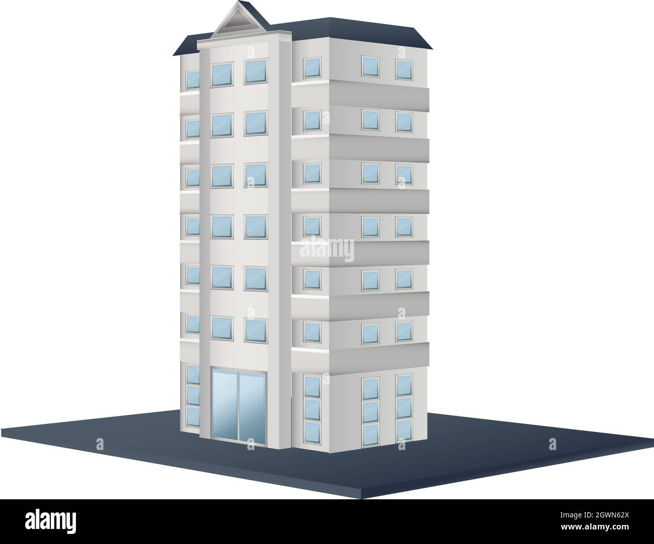 Office building painted in white Stock Vector