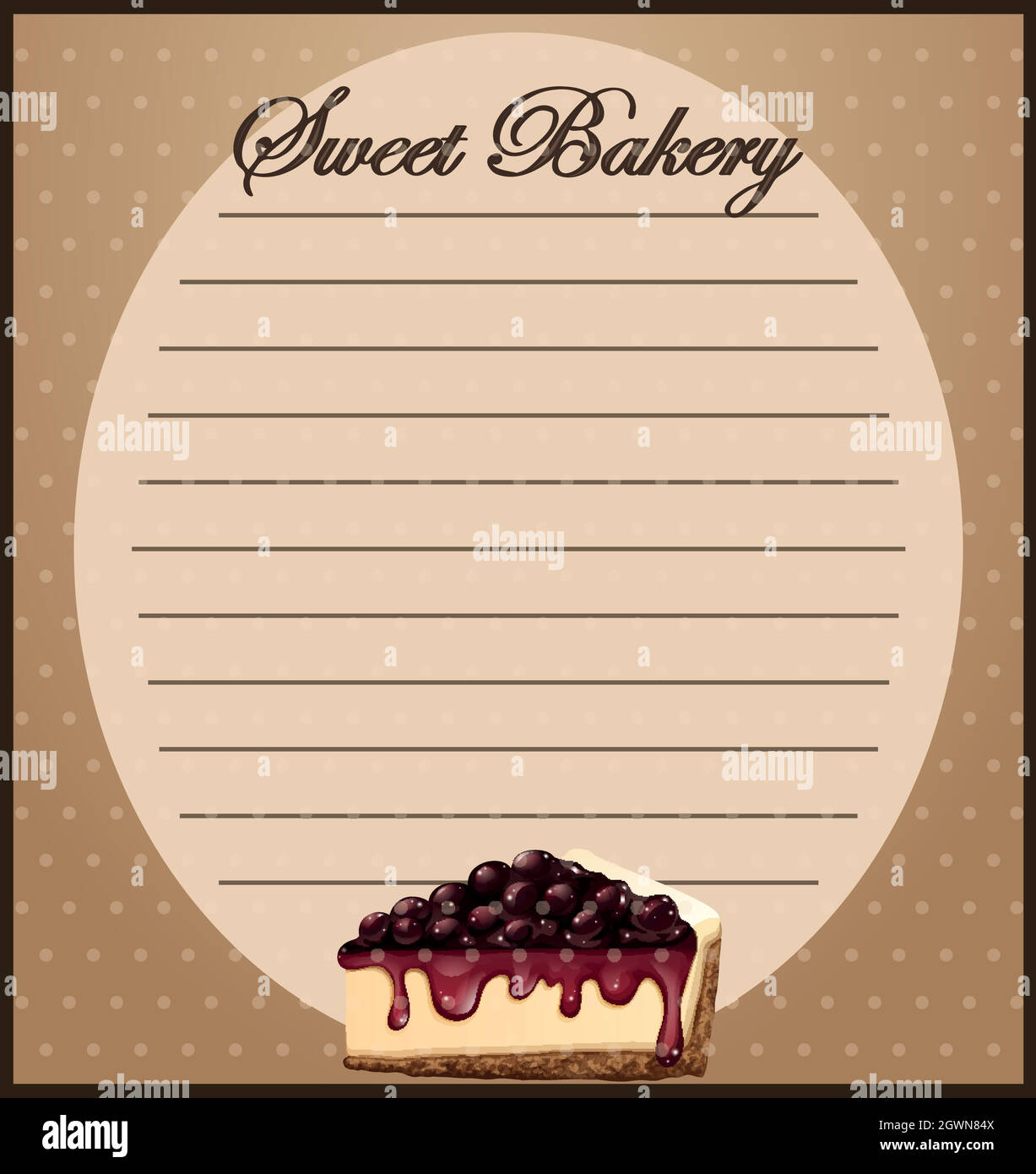 Line paper with cheesecake Stock Vector