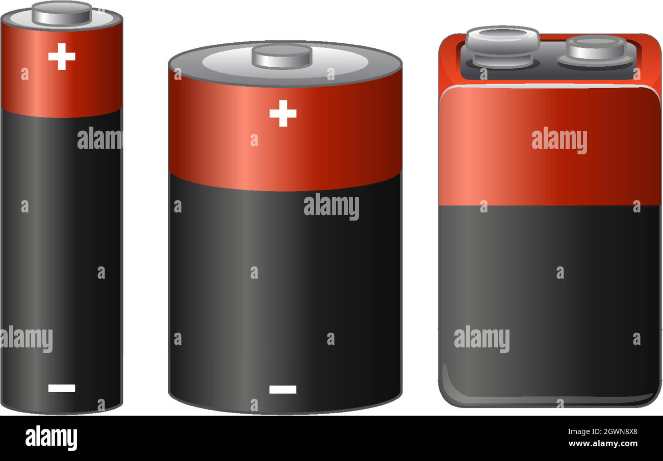 Three batteries with different sizes Stock Vector Image & Art Alamy