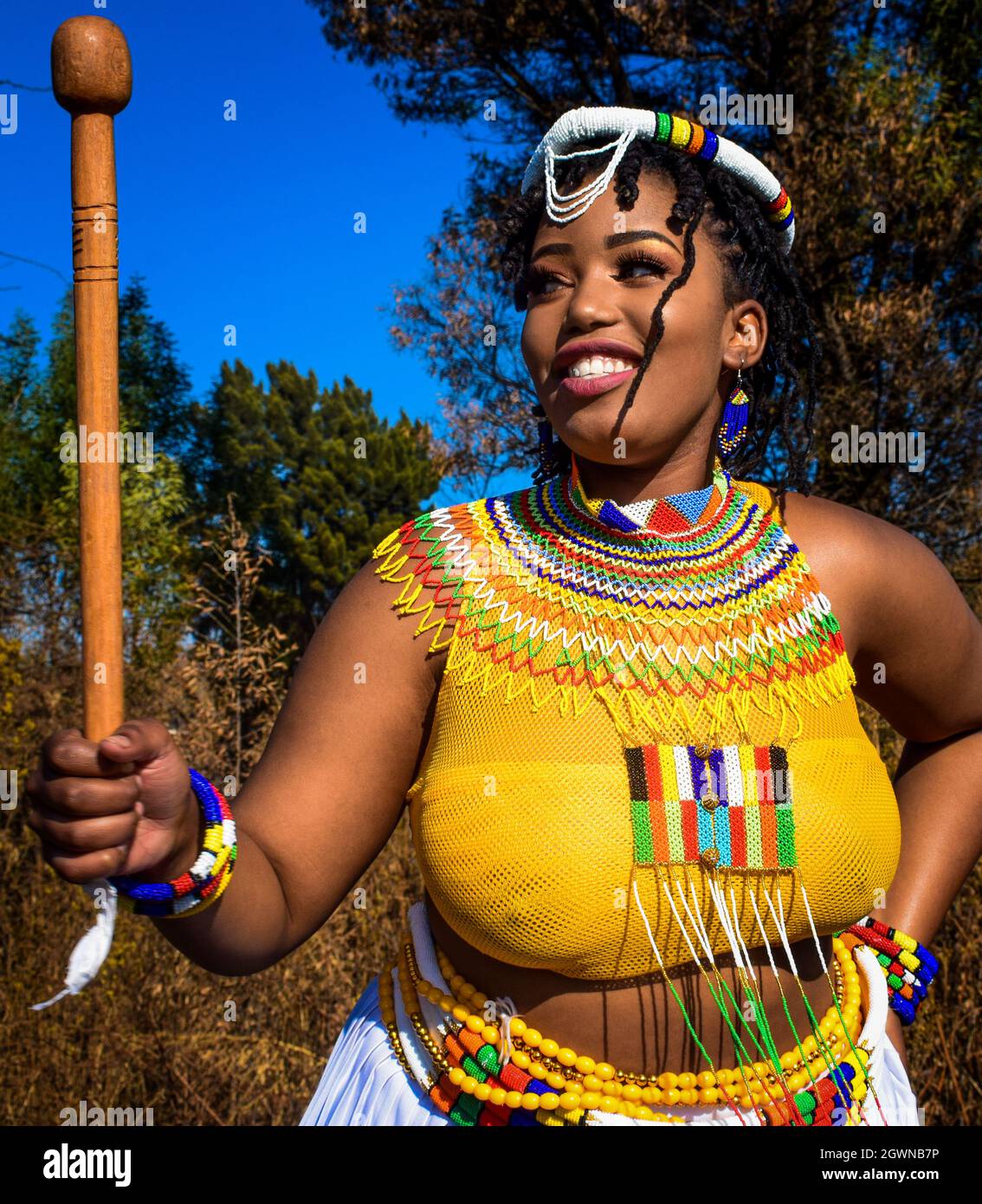 South African Zulu Girl In Exquisite Colorful Traditional Attire Stock  Photo - Alamy