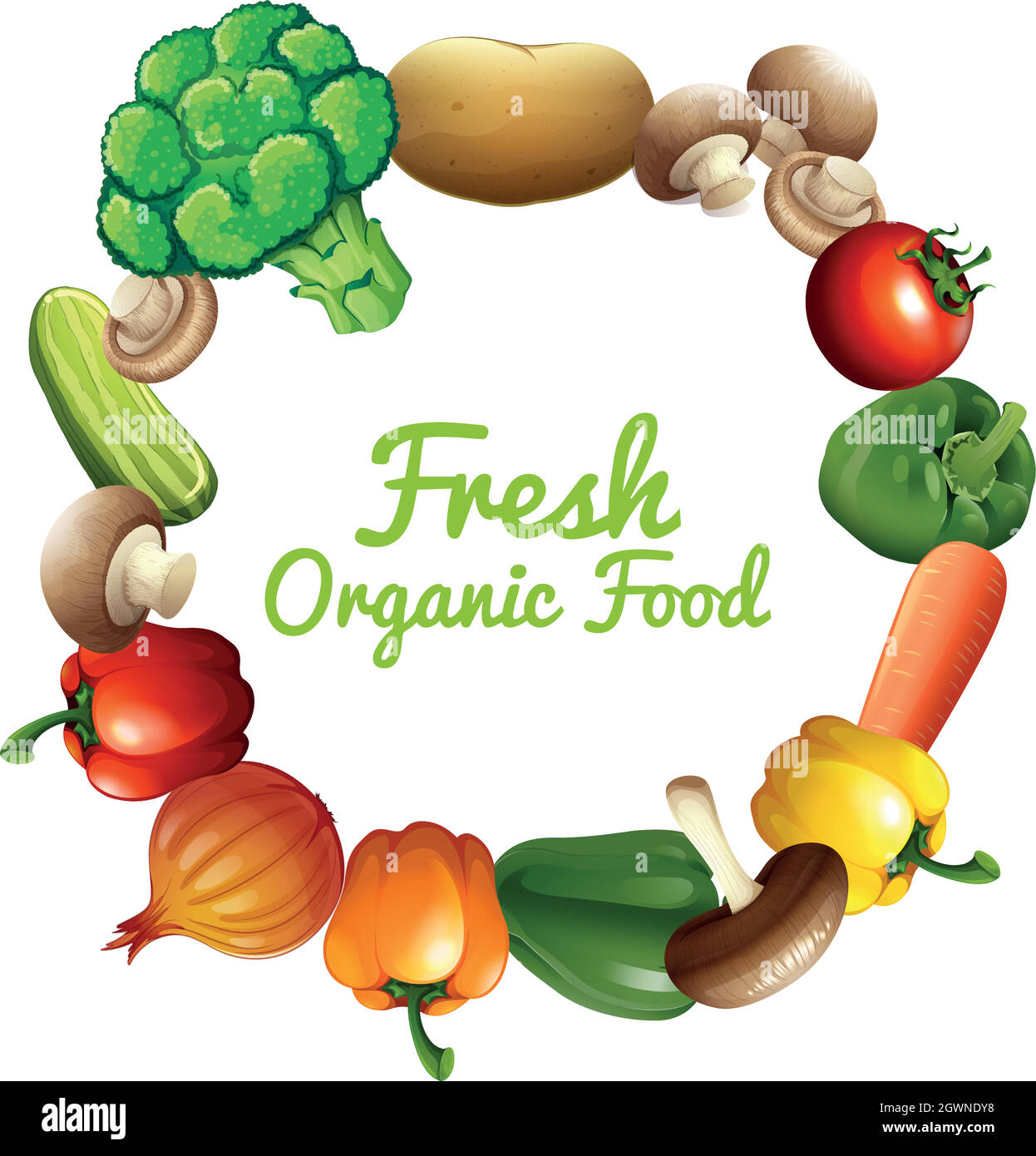 Border design fresh vegetables illustration hires stock photography
