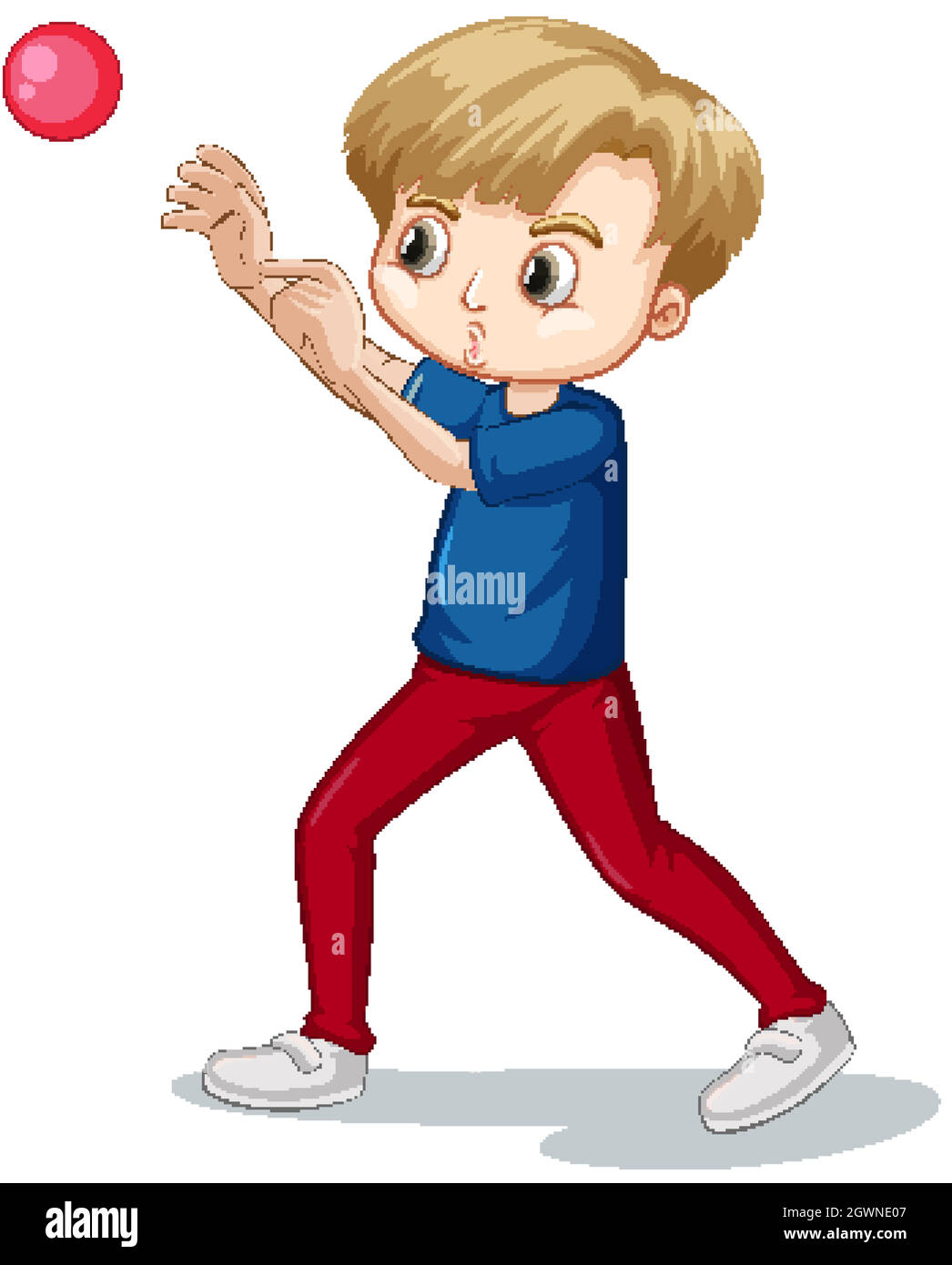 Cute boy in blue shirt throwing ball Stock Vector Image & Art - Alamy
