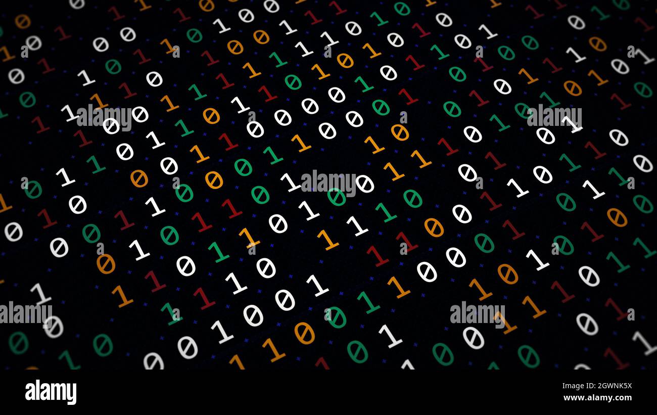 3D rendering of the background based on binary code technology ...