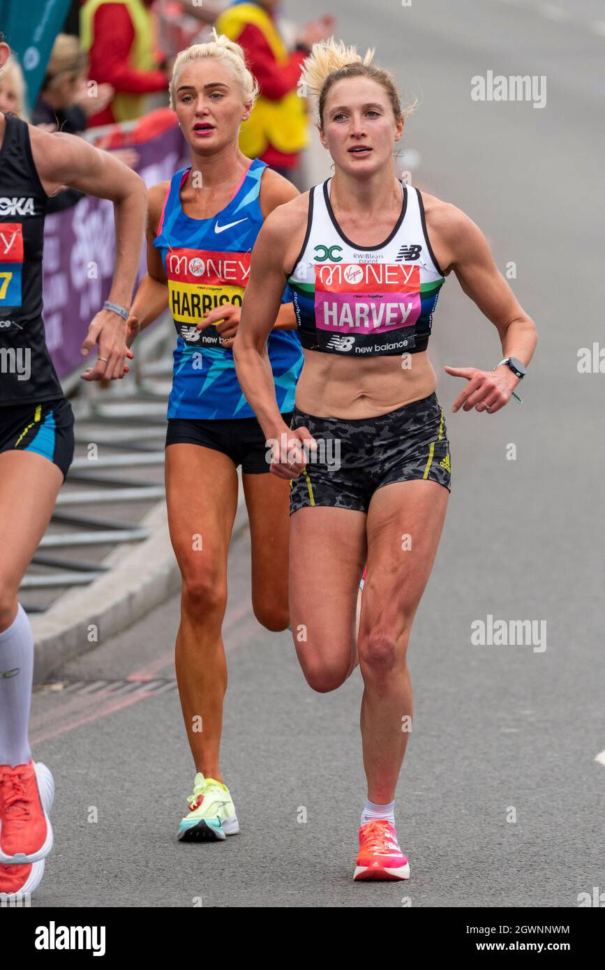 Rose Harvey running in the Virgin Money London Marathon 2021, with