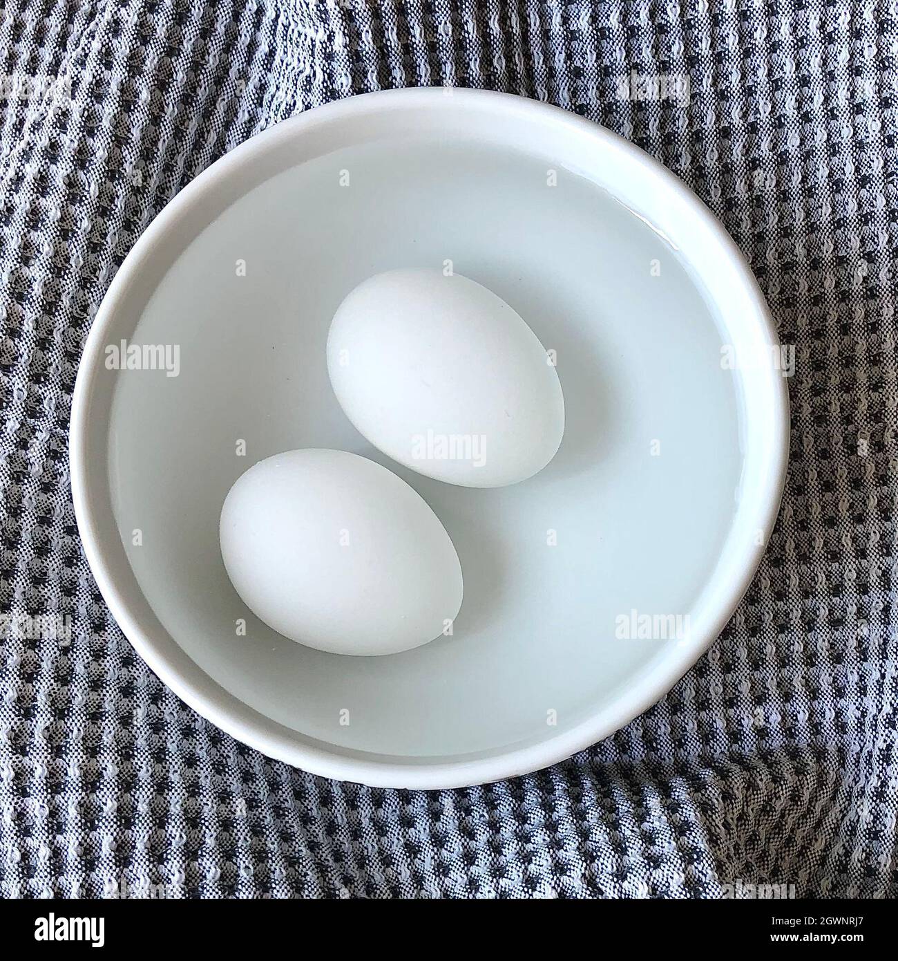 Boiled Eggs Cooling Down Stock Photo Alamy