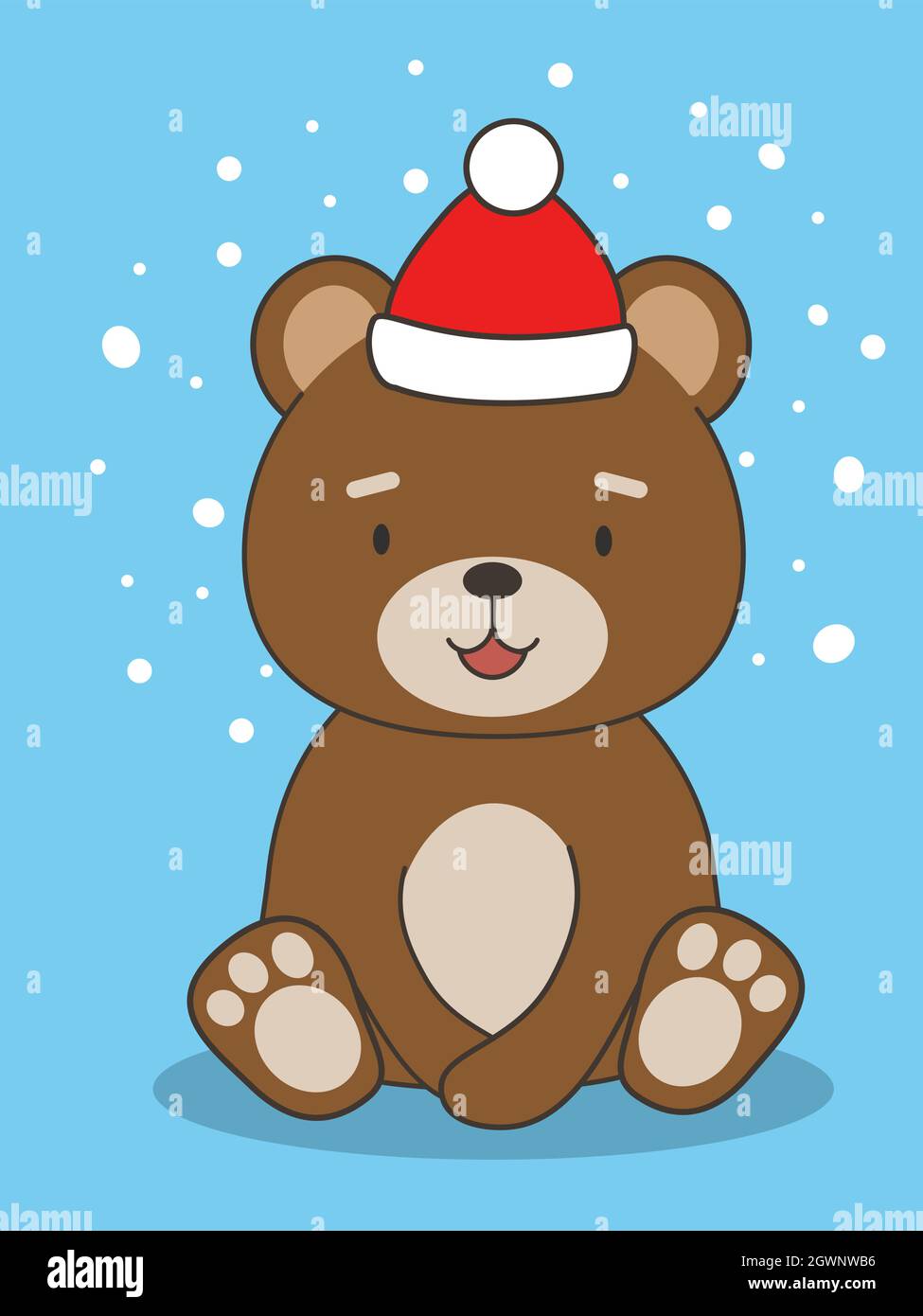 Cute Christmas card with a cartoon brown bear Stock Vector Image \u0026 Art -  Alamy, image size:975x1390