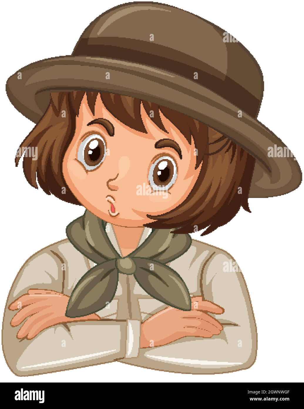 Girl in scout uniform on isolated background Stock Vector Image & Art ...