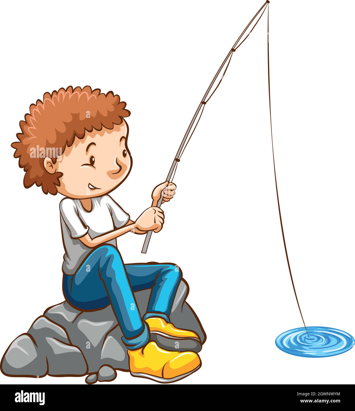 Рыбак с удочкой для детей