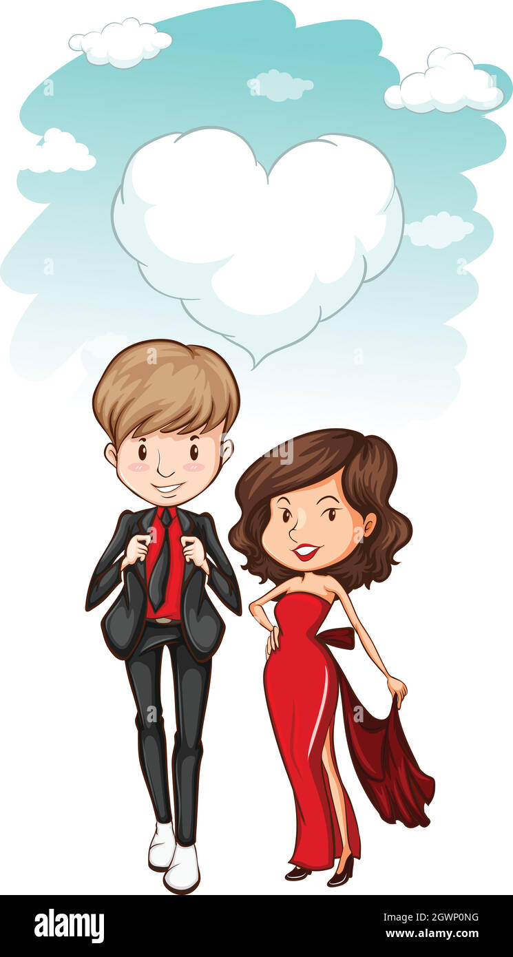 Couple standing side by side Stock Vector