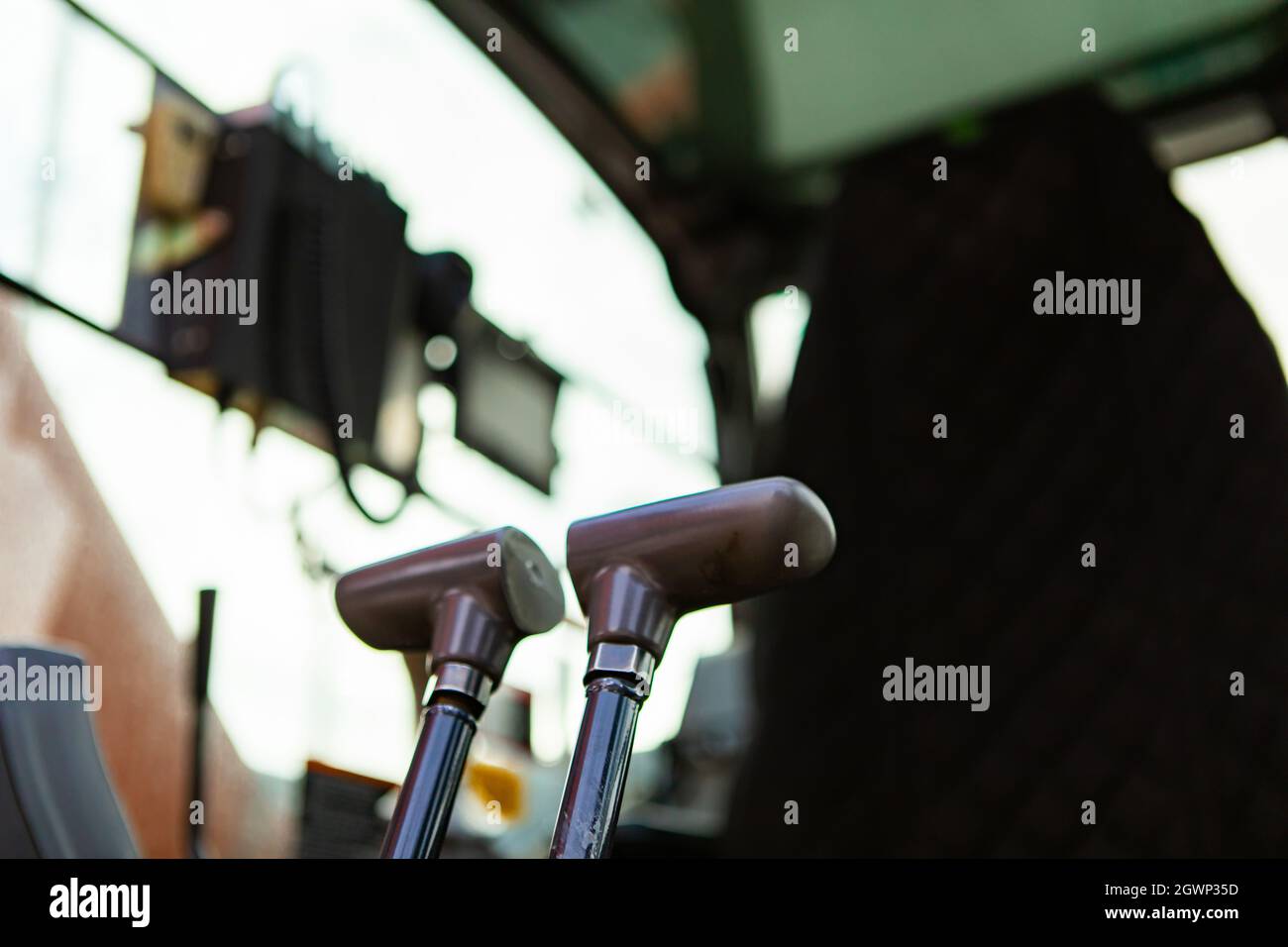 Low Angle View Of Gear Lever In Excavator Stock Photo Alamy