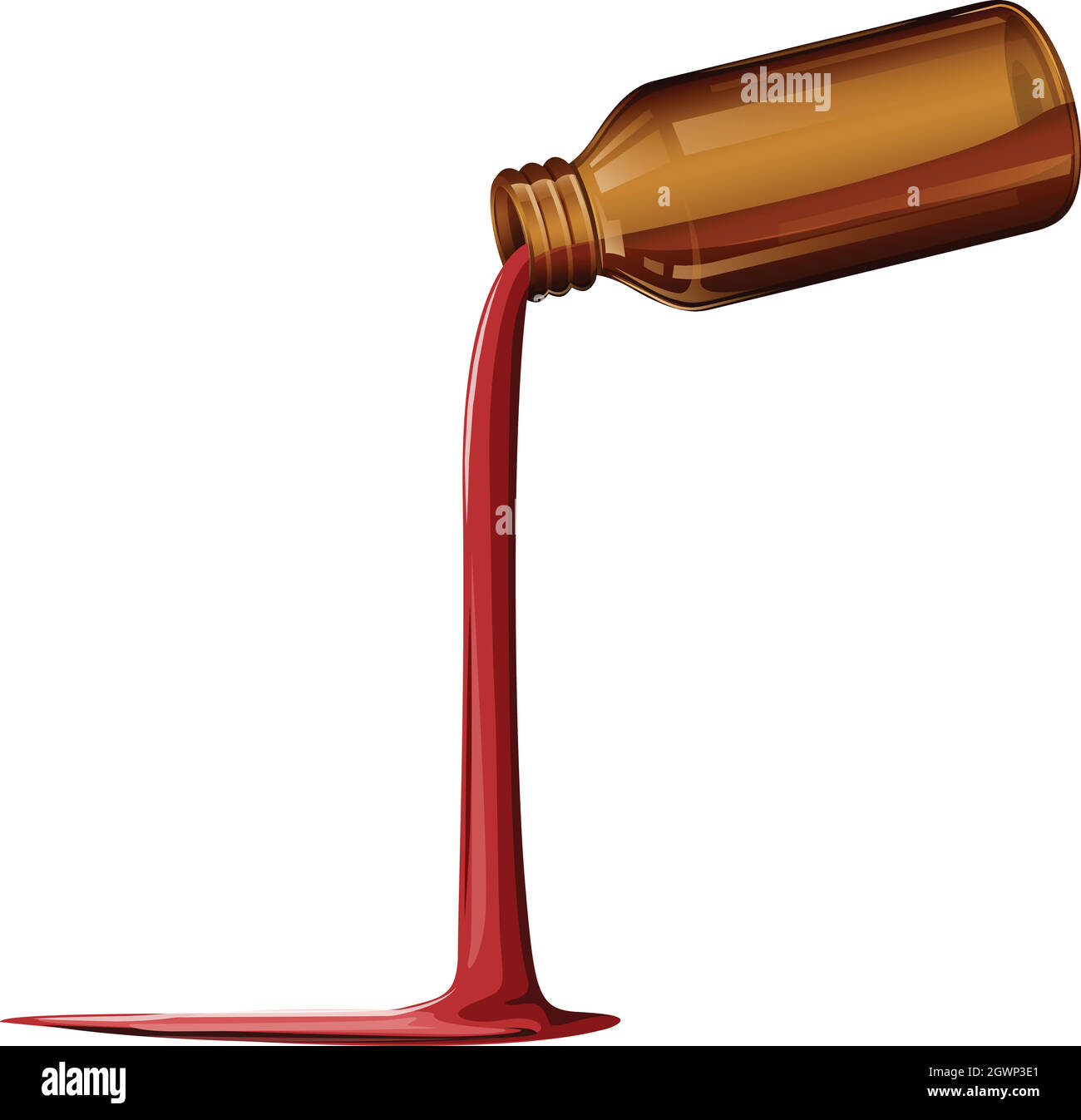 A light brown medical bottle with spilled syrup Stock Vector