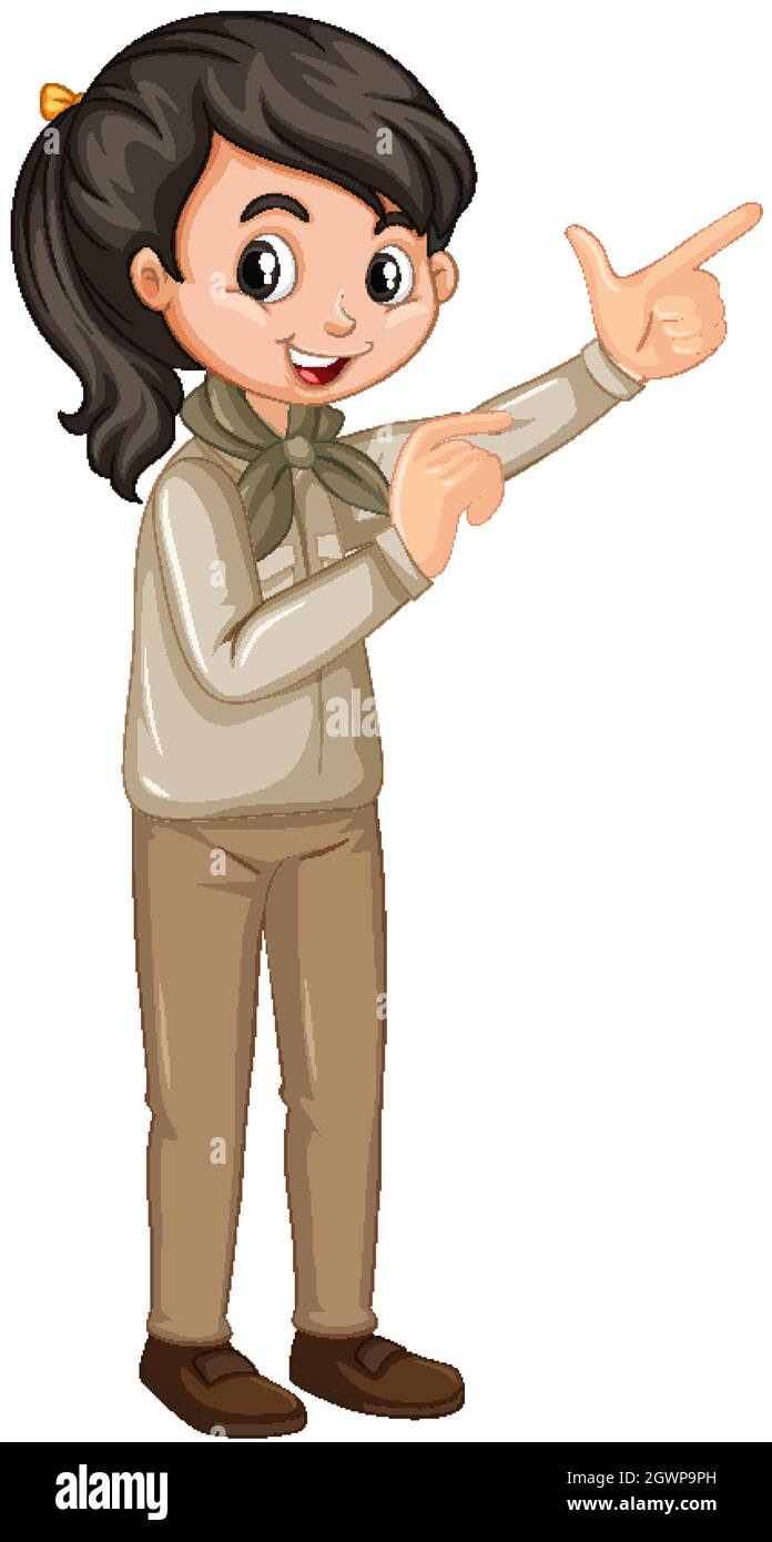 Girl in scout uniform on white background Stock Vector Image & Art - Alamy