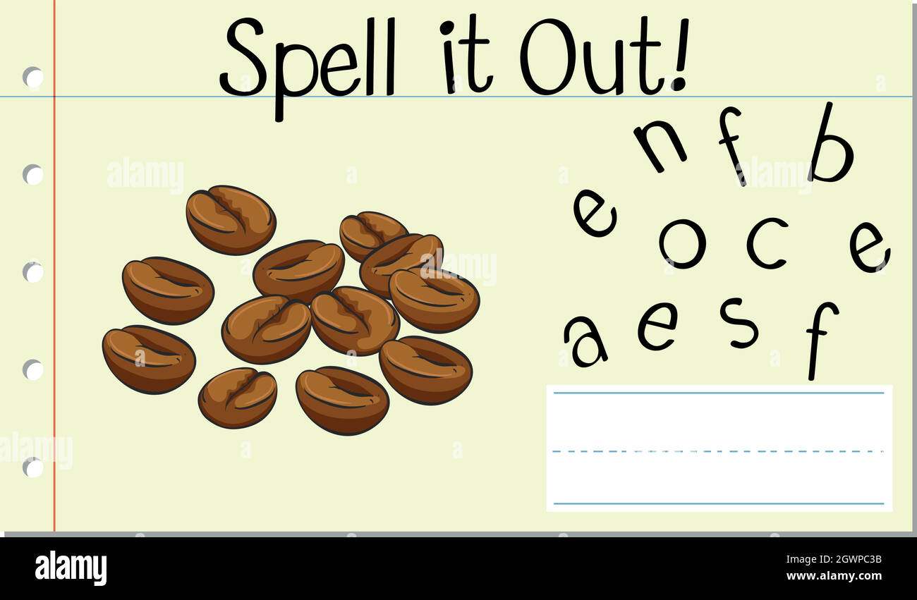 Spell English word coffee bean Stock Vector Image & Art Alamy