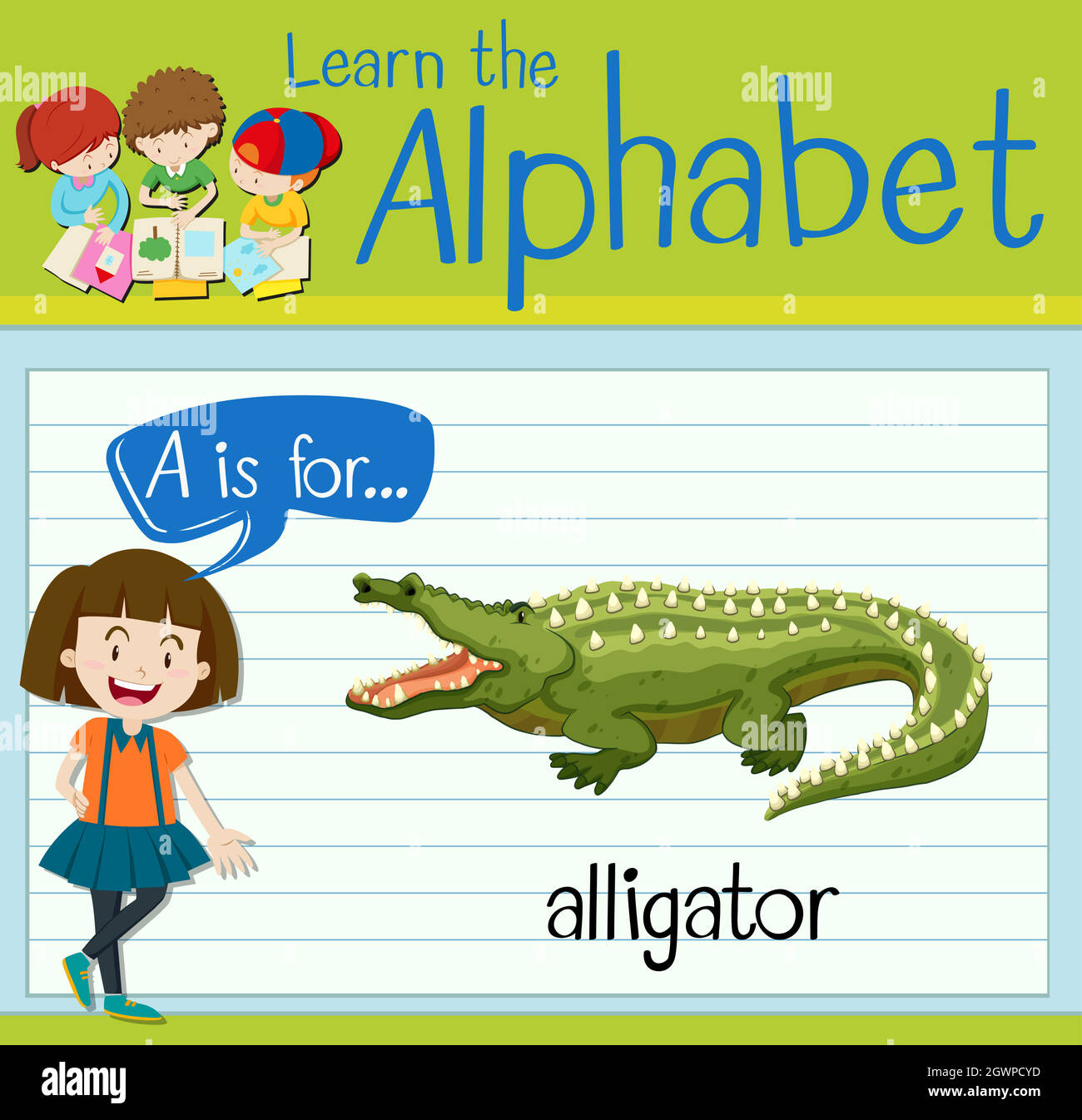 Flashcard letter A is for alligator Stock Vector Image & Art - Alamy