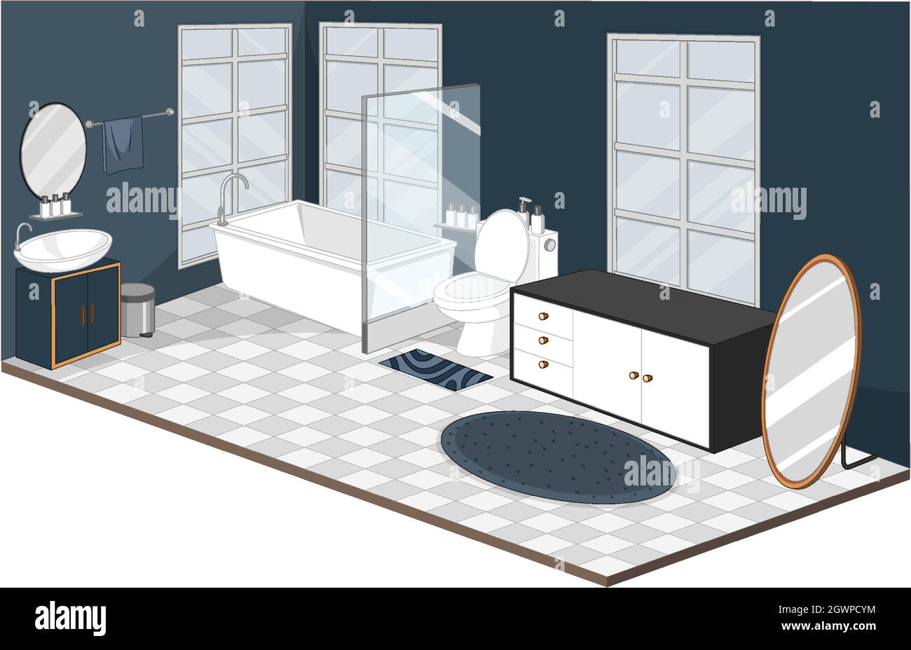 Bathroom interior with furniture modern style Stock Vector Image & Art ...