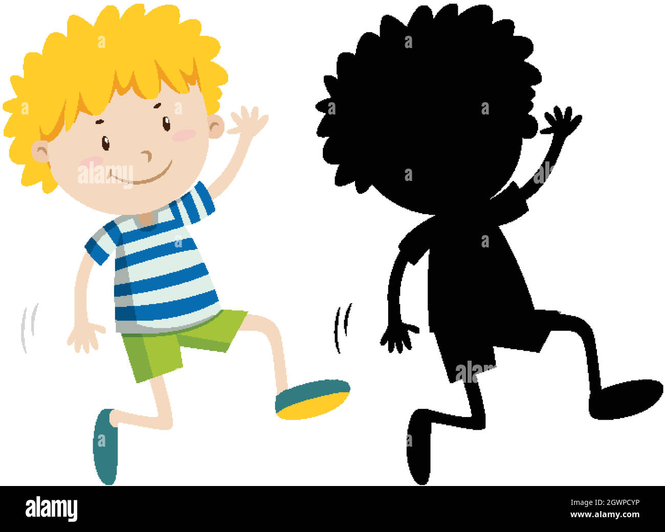 Boy greeting with its silhouette Stock Vector