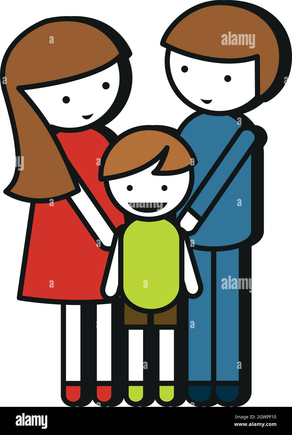 sketch of a family of 4 clipart