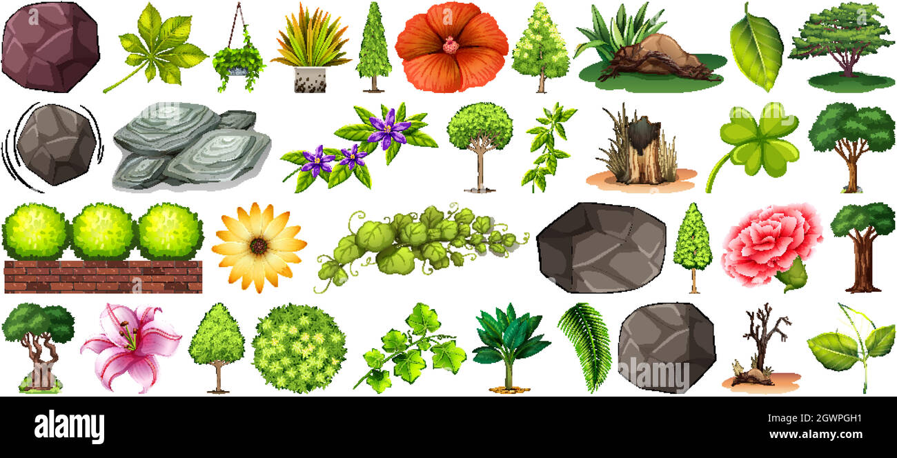 Set of different nature isolated on white background Stock Vector Image ...
