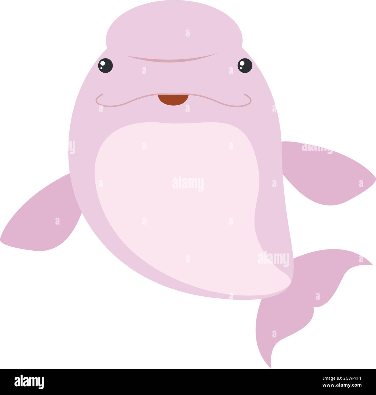 Pink beluga whale on white background Stock Vector