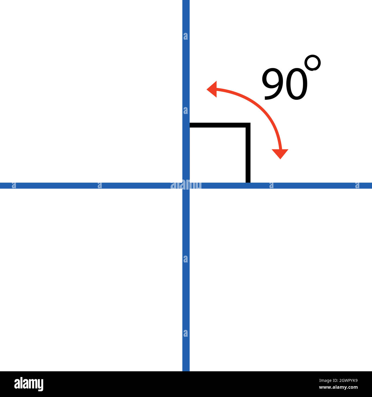 Perpendicular line meet at 90 degree Stock Vector