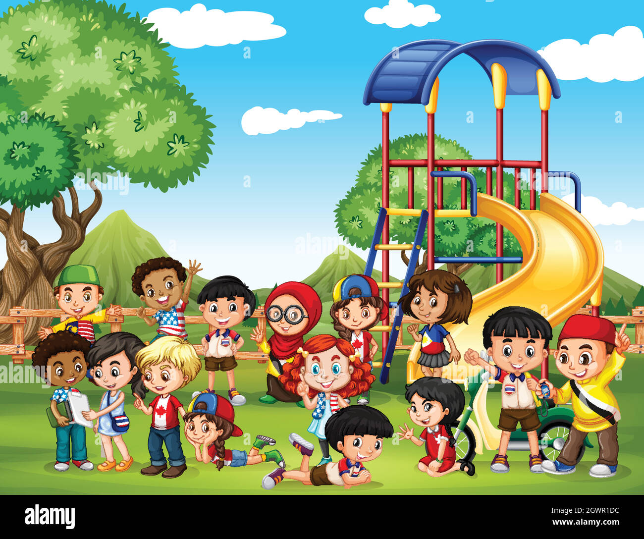 Children playing in the park Stock Vector