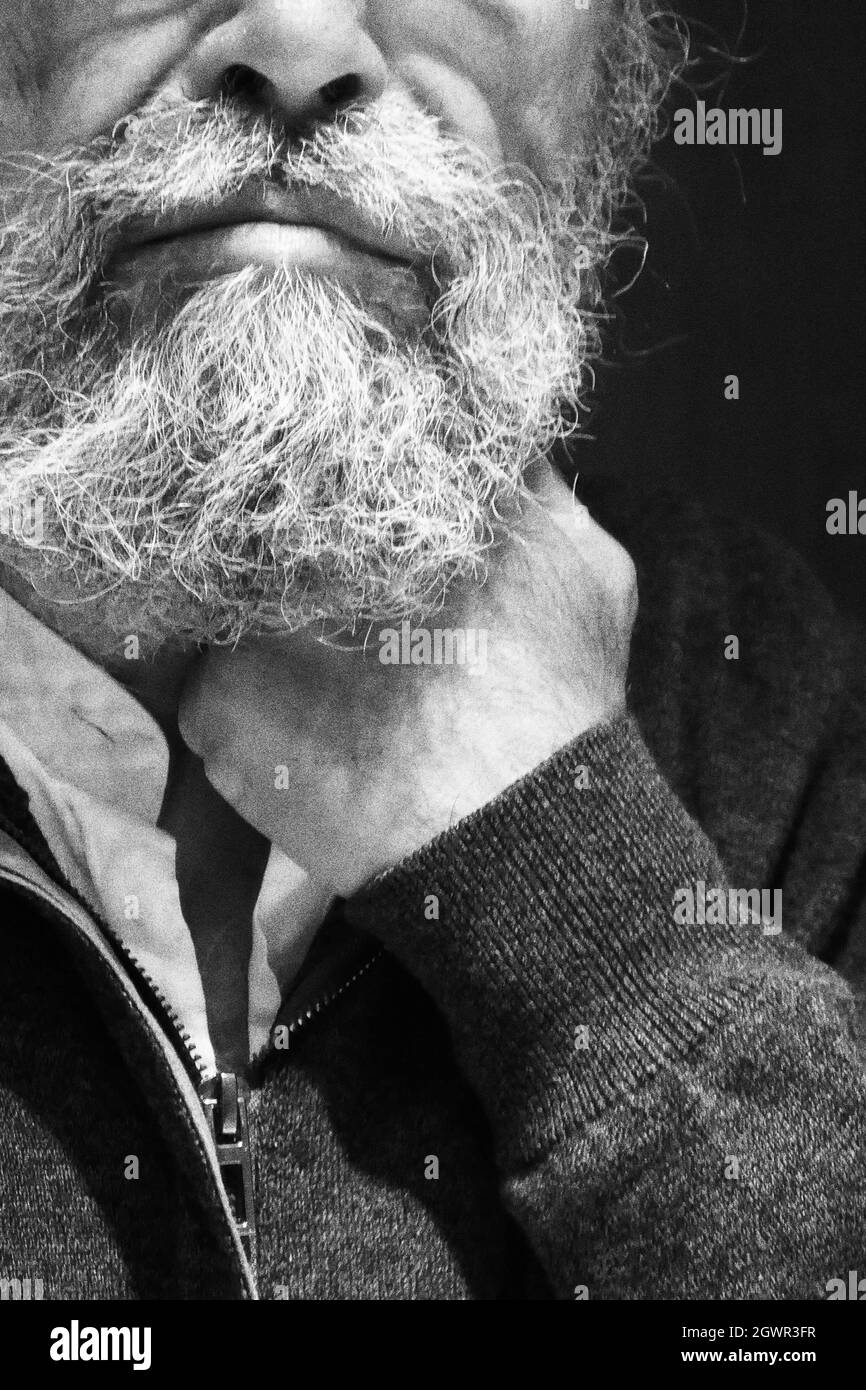 Old man white hair moustache Black and White Stock Photos & Images - Alamy