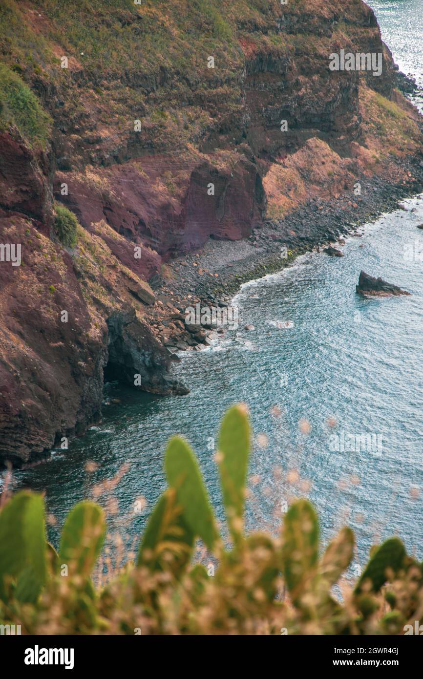 Cave in the sea in Madeira Island Stock Photo