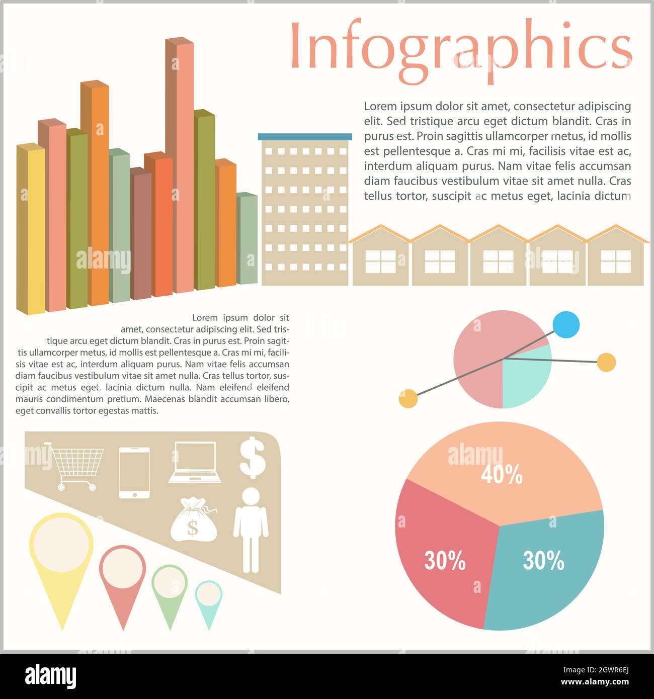 An infochart of the buildings Stock Vector