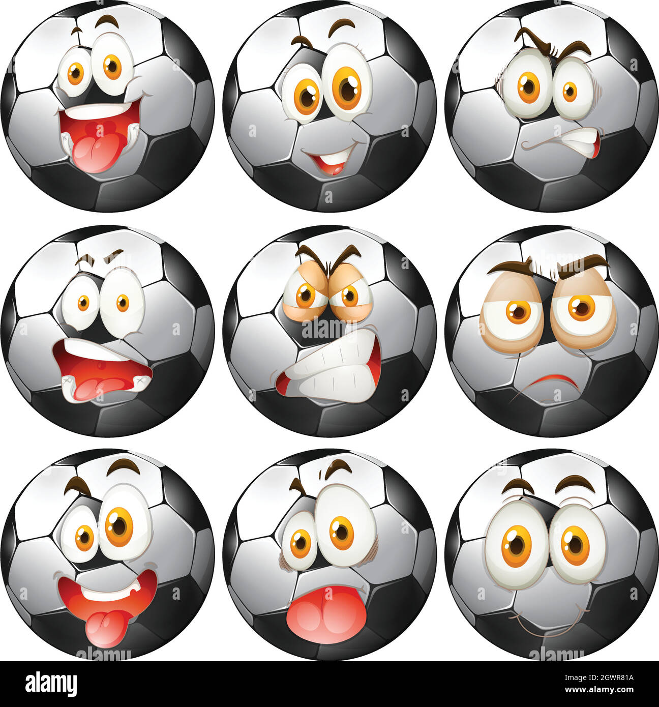 Soccer ball with facial expressions Stock Vector Image & Art Alamy