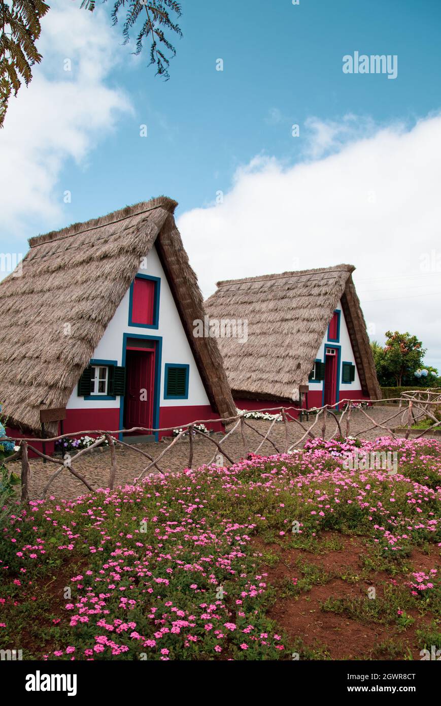 Traditional houses from Madeira Island in Santana Stock Photo