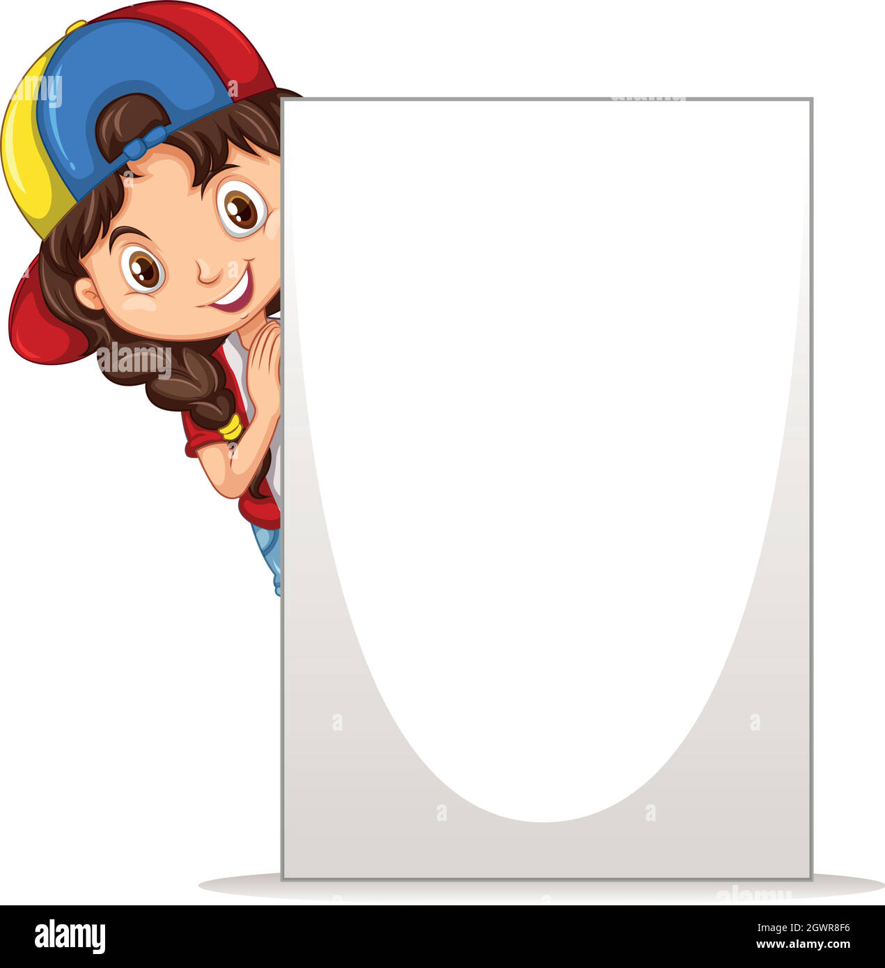 Little girl holding white board Stock Vector Image & Art - Alamy