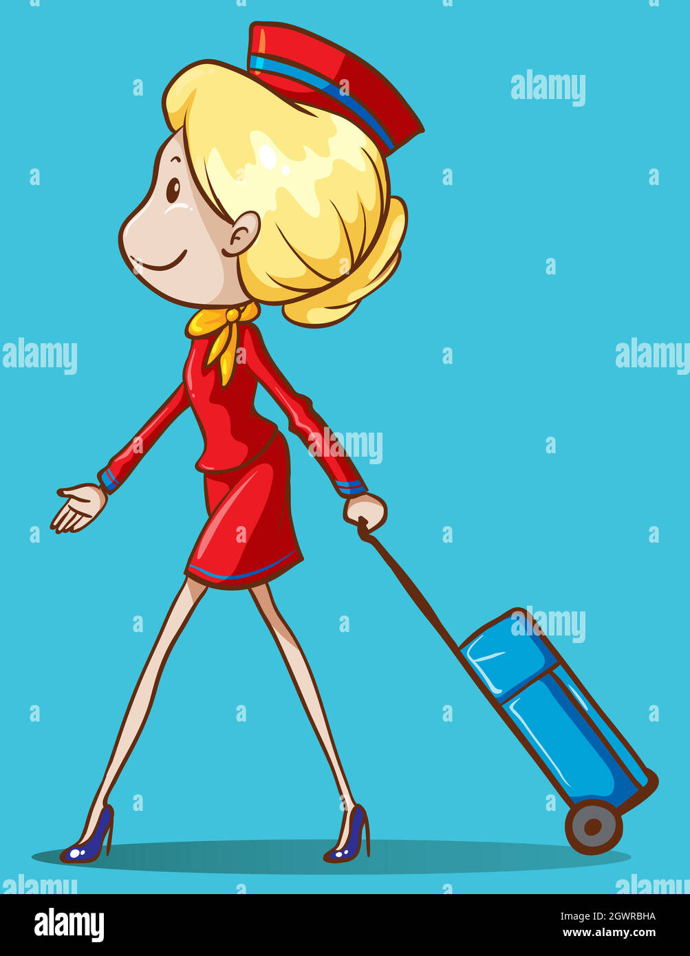 Flight attendant with luggage Stock Vector Image & Art Alamy