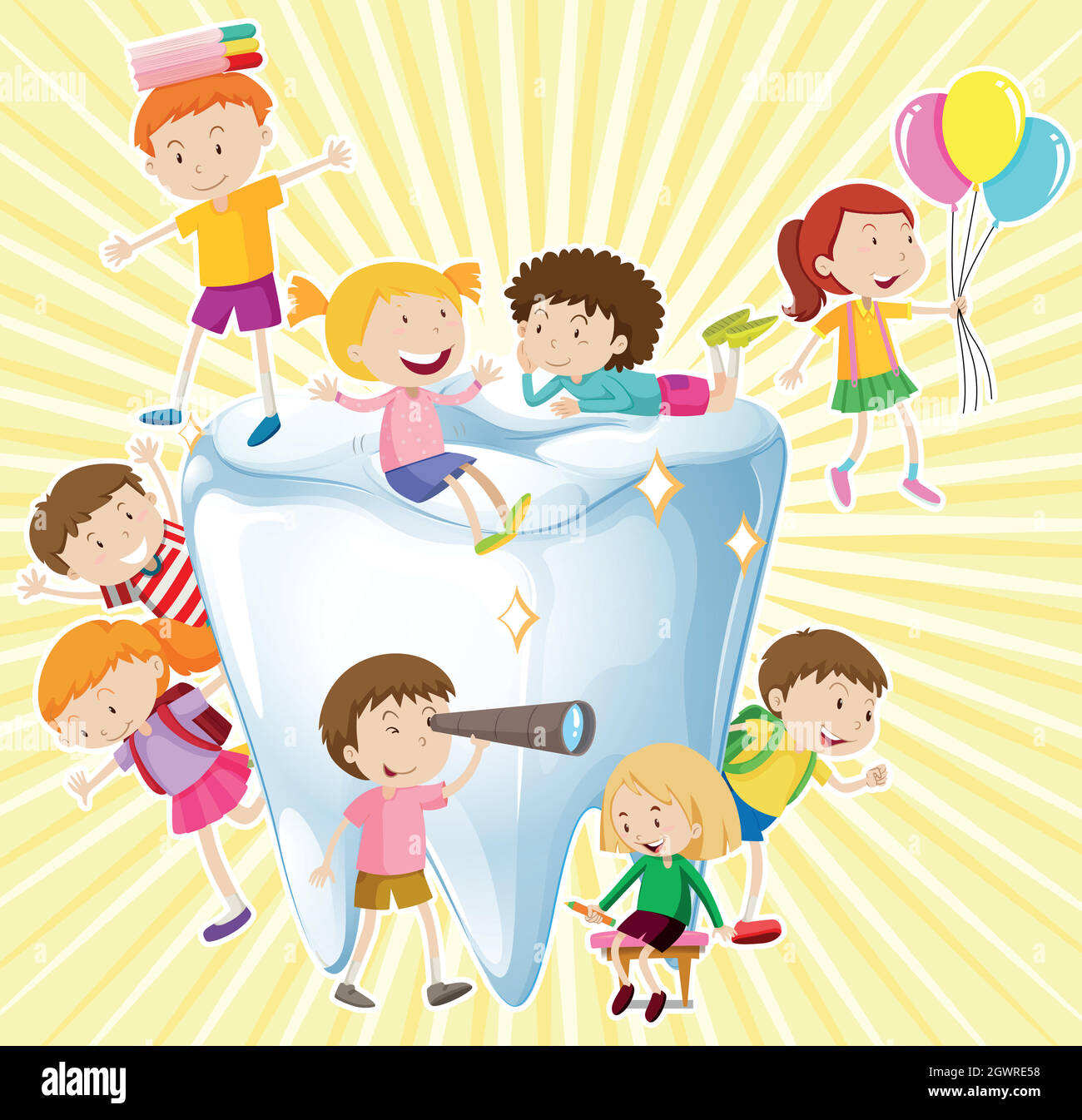 Boys and girls with clean tooth Stock Vector