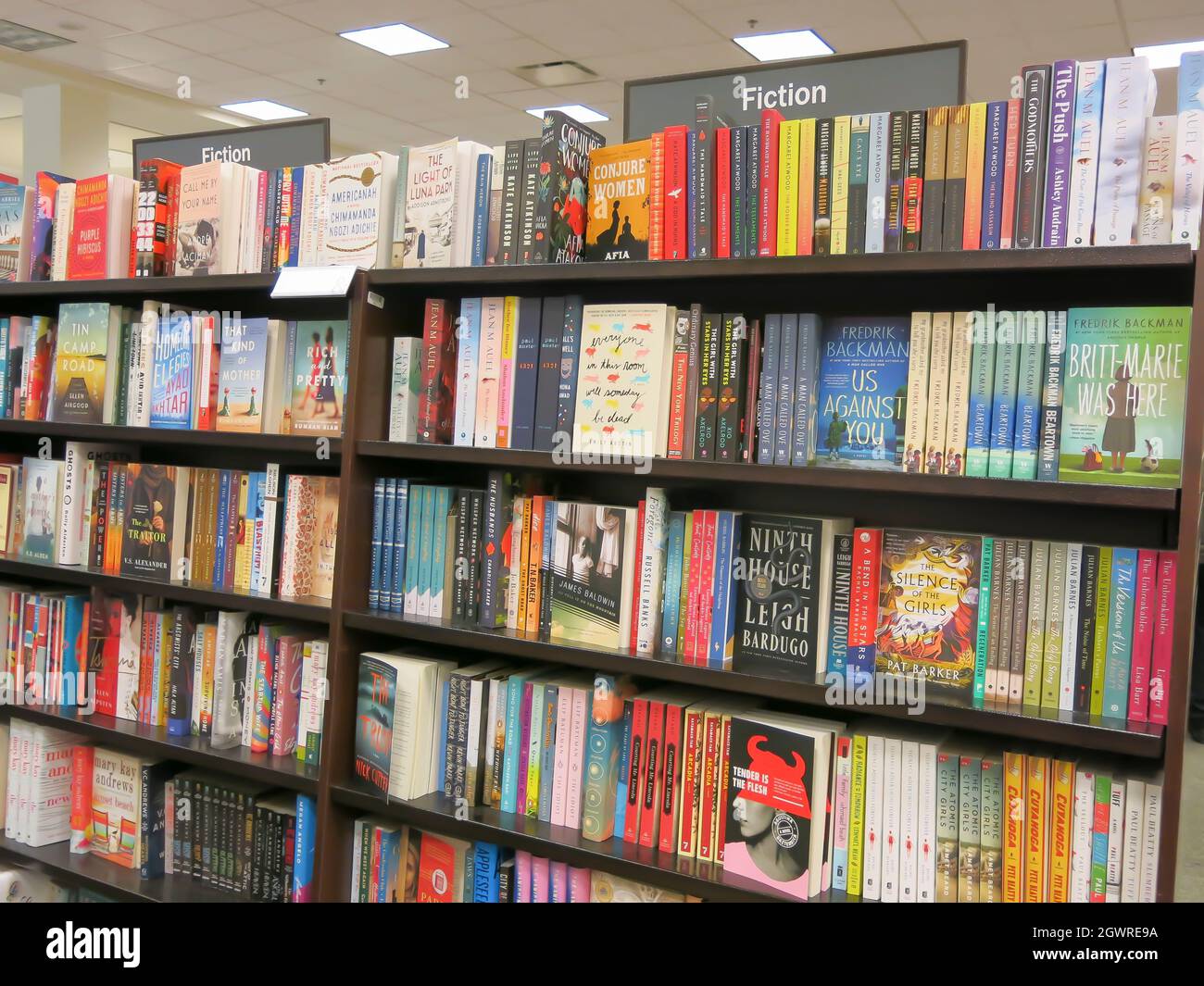 Shelves Filled with Books for Sale Stock Photo