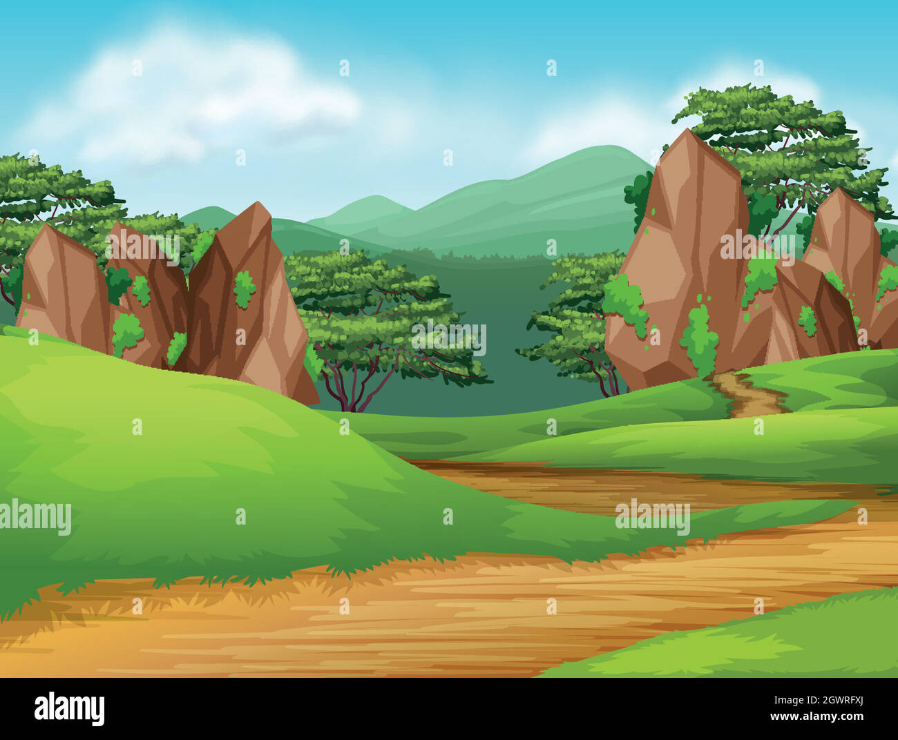 Beautiful green nature landscape Stock Vector Image & Art - Alamy