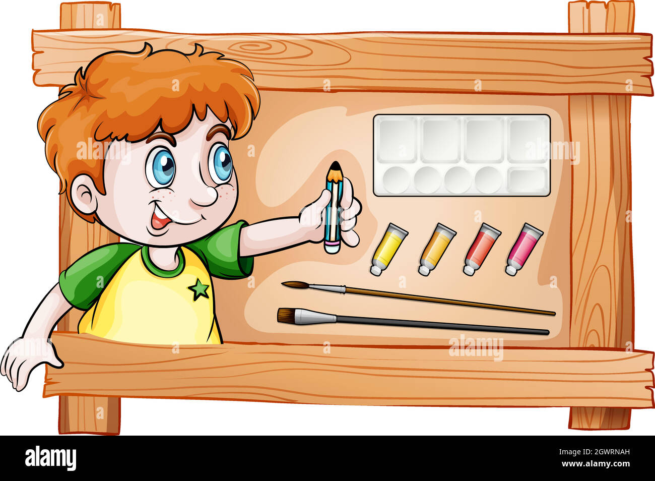 A frame with a young painter Stock Vector