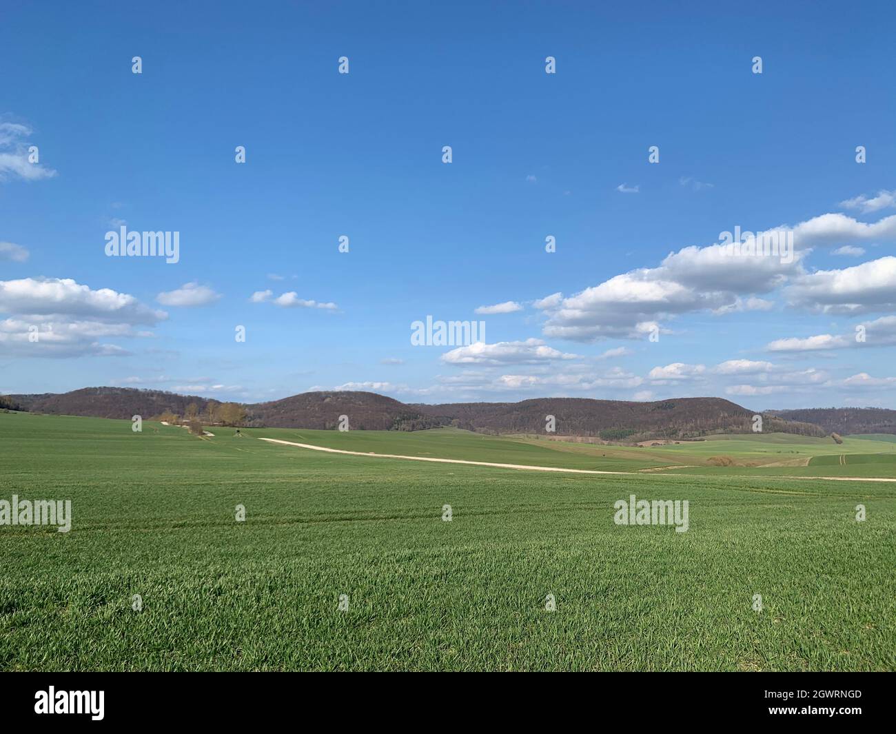 Scenic View Of Field Against Sky , In Eichsfeld, Thuringia, Germany Stock Photo