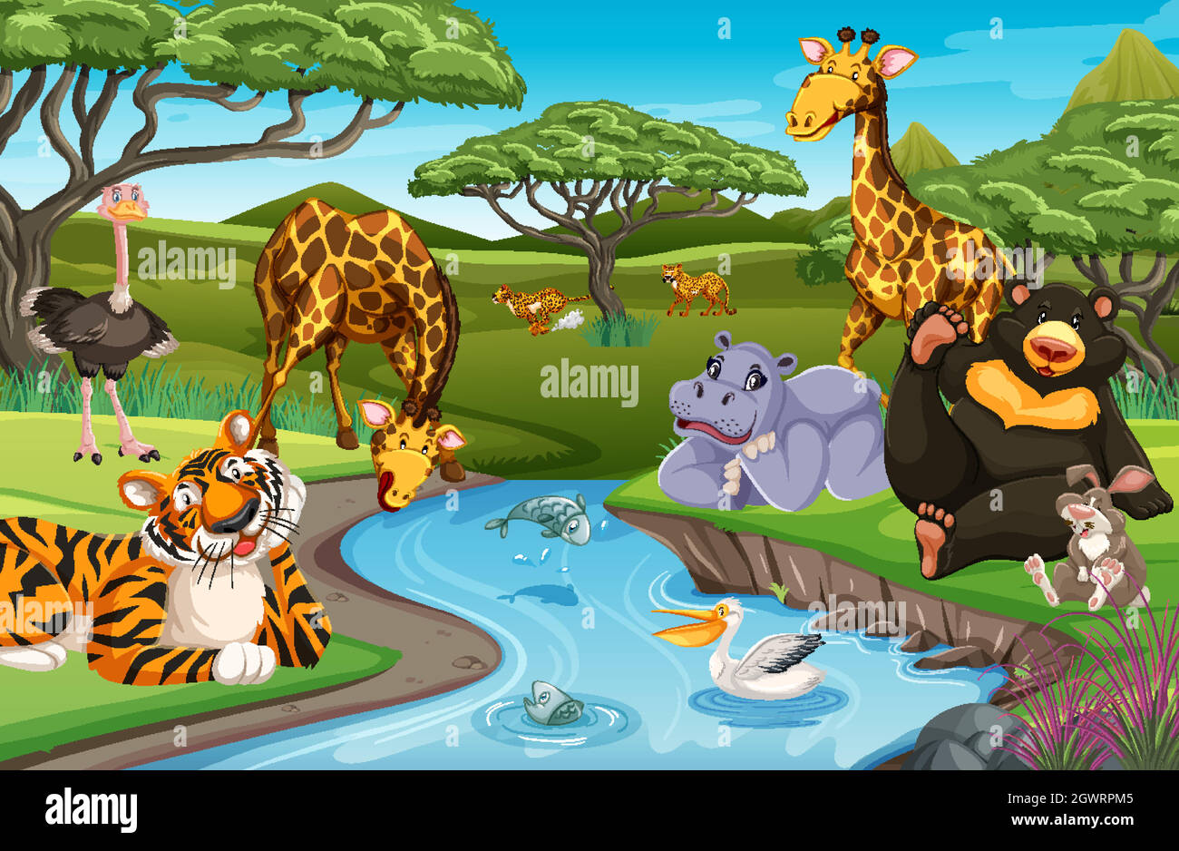 Wild animals in the jungle Stock Vector Image & Art - Alamy Wild animals in the jungle Stock Vector Image & Art - Alamy