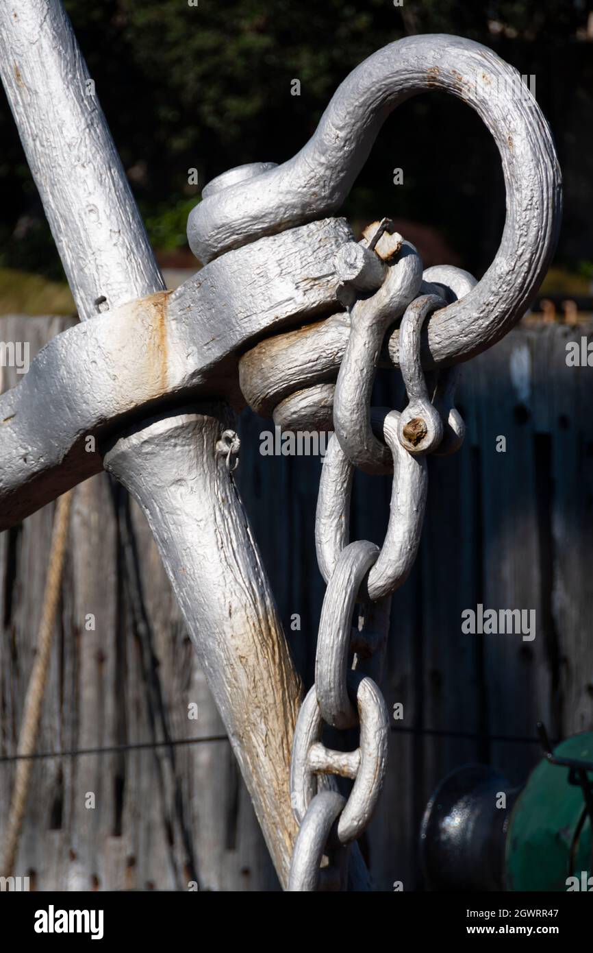 Anchor chains on floating crane, Wellington, North Island, New Zealand