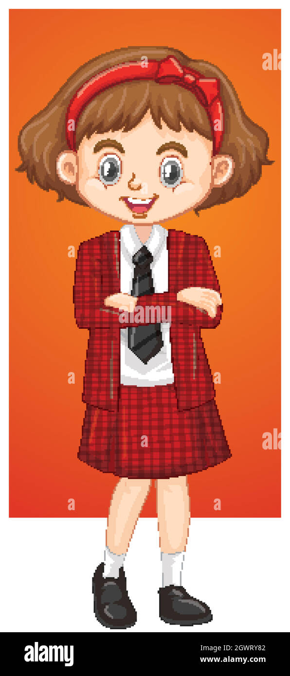 Girl in red school uniform Stock Vector