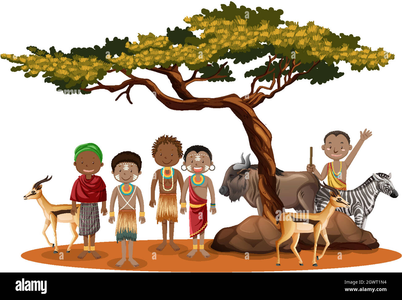 Ethnic people of African tribes character Stock Vector