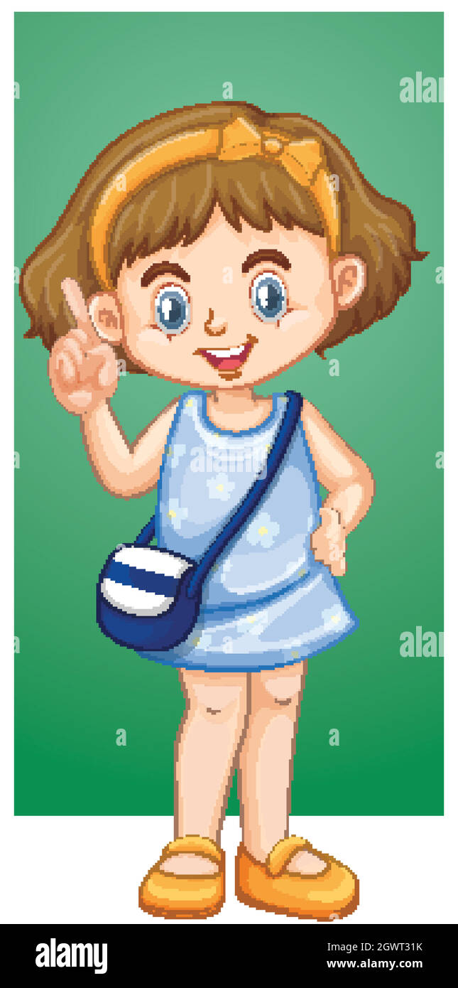 Happy girl pointing finger up Stock Vector Image & Art - Alamy