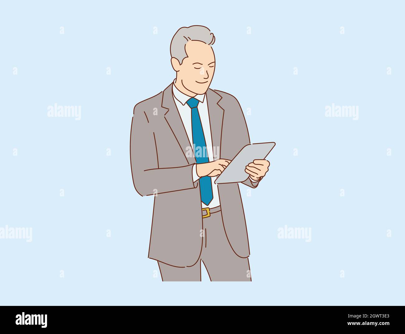 Handsome young businessman Happy smiling standing isolated , vector ...